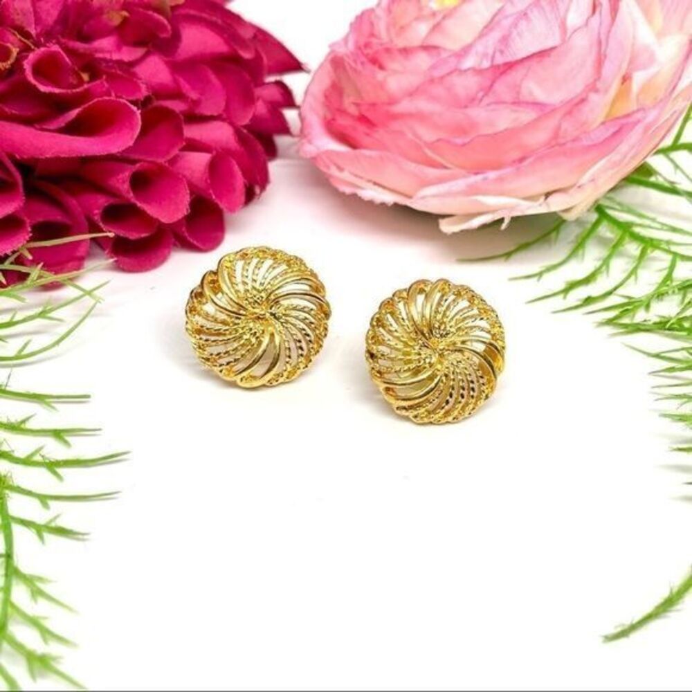 VINTAGE⚜️NAPIER Golden Spiral Button Earrings -NWT